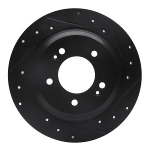 Hyundai Elantra GT Brake Rotor (1) - Rear Right - R1 Concepts - Drilled & Slotted - Black - `13-`25